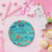 Robuust Blauwgroen hout en onder het Zee Friends W Papieren Bordje (Feest)