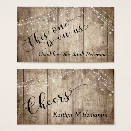 Robuust Bleek bruin hout met lichte Drink Tickets Visitekaartjes (Voorkant /achterkant)