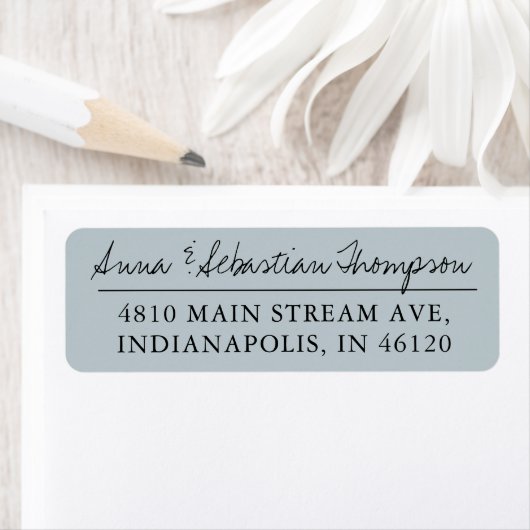 Robuust Blue Calligraphy Return Label Address (Insitu)