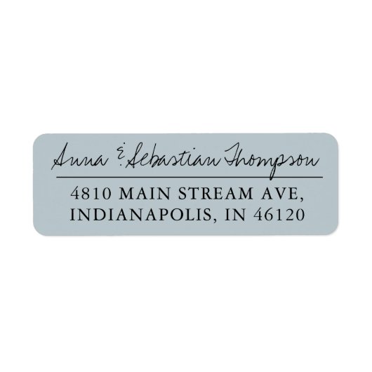 Robuust Blue Calligraphy Return Label Address (Voorkant)