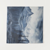 Robuust Blue Ink Mountain Tapestry Wandkleed (Voorkant (horizontaal))