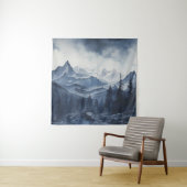 Robuust Blue Ink Mountain Tapestry Wandkleed (In situ)