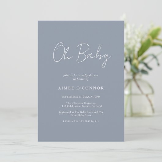 Robuust Blue Simple Boy-Baby shower voor script Kaart (Staand voorkant)
