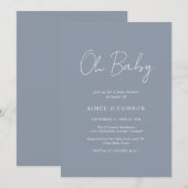 Robuust Blue Simple Boy-Baby shower voor script Kaart (Voorkant / Achterkant)