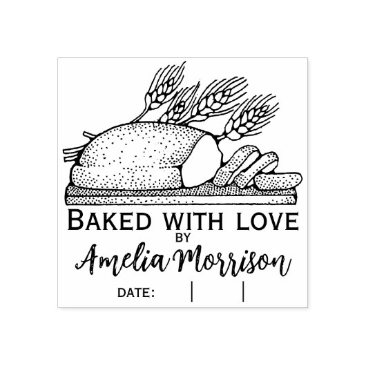 Robuust brood/uitgelekt met liefde/naam/datum rubberstempel (Afrduk)