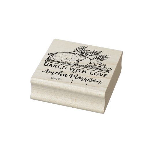 Robuust brood/uitgelekt met liefde/naam/datum rubberstempel (Stempel)