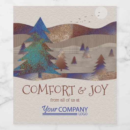 Robuust bruin, blauw, Blauwgroen bos, wijnetiket Wijn Etiket (Enkel label)