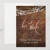 Robuust bruin hout met witte lichtstralen bedankkaart (Voorkant / Achterkant)