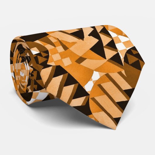 Robuust / bruin / perzik 1920s Decoontwerp Stropdas (Opgerold)