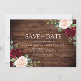 Robuust: Burgundy Blush Floral Waterverf Save The Date