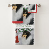 Robuust Collie Tri Colour Kerstmis Bad Handdoek (Insitu)