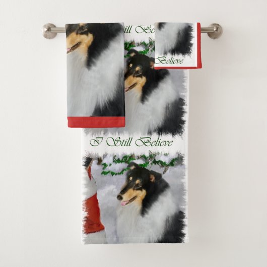 Robuust Collie Tri Colour Kerstmis Bad Handdoek (Insitu)