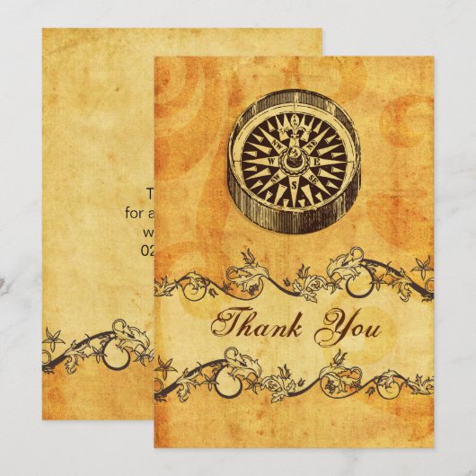 Robuust, , compact, nautisch bedankt kaart (Voorkant / Achterkant)