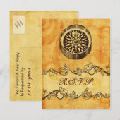 Robuust, , compass nautical bruiloft rsvp uitnodiging briefkaart (Voorkant / Achterkant)