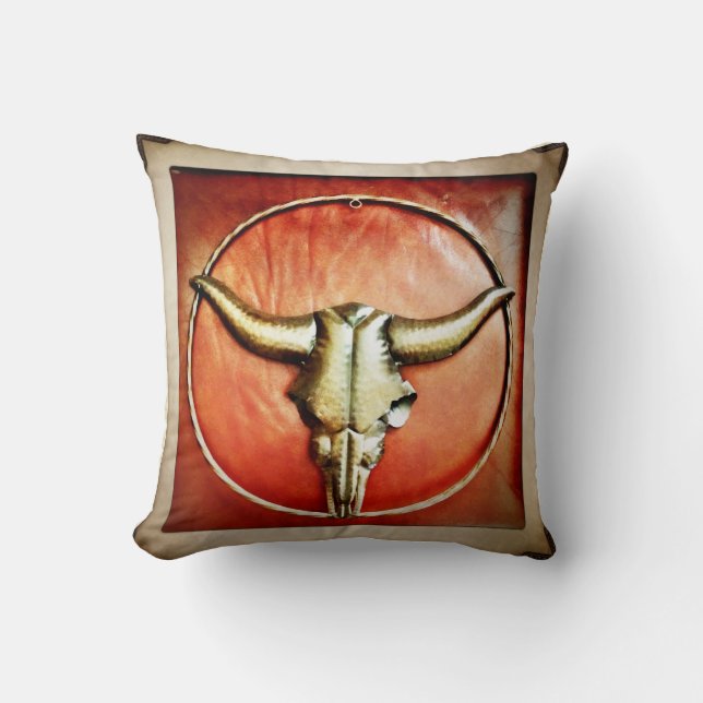 Robuust design voor bull Horns Faux-leder Kussen (Voorkant)