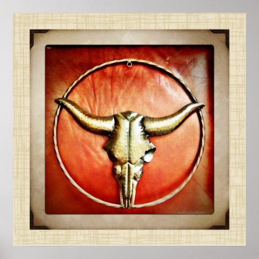 Robuust design voor bull Horns Faux-leder Poster (Voorkant)