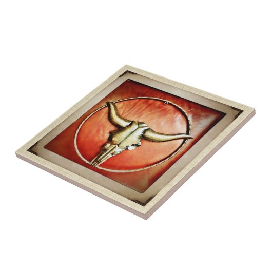 Robuust design voor bull Horns Faux-leder Tegeltje (Zijkant)