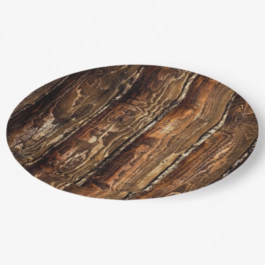 Robuust, donker hout, wegwerppapier, Borden Papieren Bordje (Gekanteld)