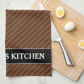 Robuust, donkerbruin en lichtbruine strepen theedoek (Quarter Fold)