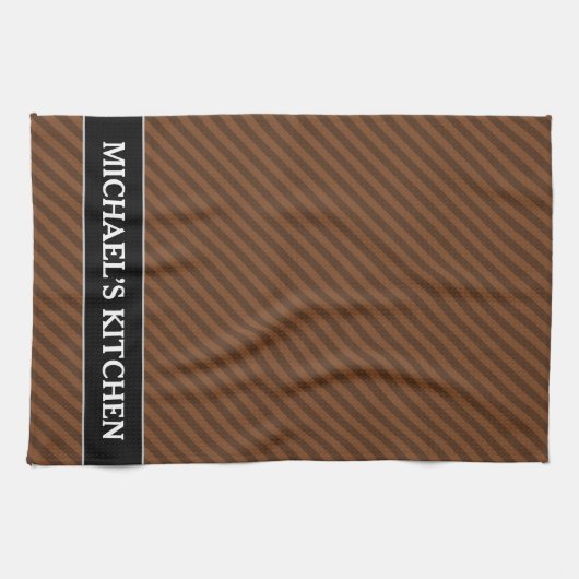 Robuust, donkerbruin en lichtbruine strepen theedoek (Horizontaal)