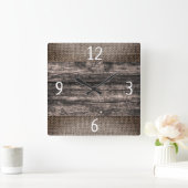 Robuust, donkerbruin hout en braad vierkante klok (Huis)