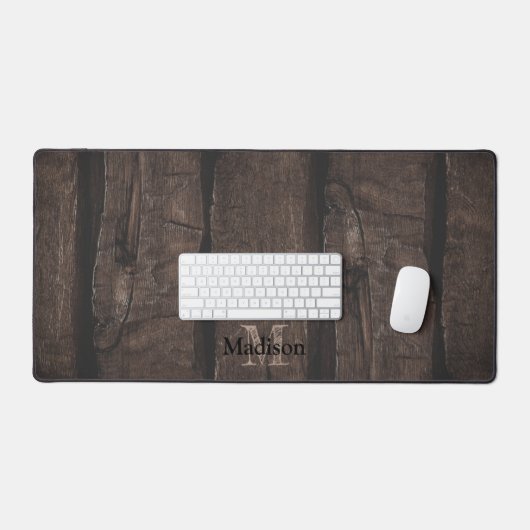 Robuust, donkerbruin, oud hout Monogram Bureaumat (Keyboard & Muis)
