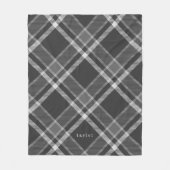 Robuust, donkerbruinkool, grijs, tartan, met naam fleece deken (Voorkant)