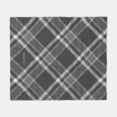 Robuust, donkerbruinkool, grijs, tartan, met naam fleece deken (Voorkant (Horizontaal))