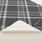 Robuust, donkerbruinkool, grijs, tartan, met naam sherpa deken (3/4)