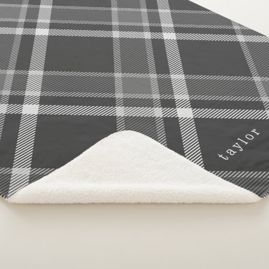 Robuust, donkerbruinkool, grijs, tartan, met naam sherpa deken (3/4)
