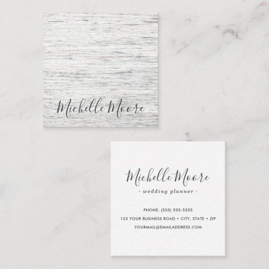 Robuust drift-hout modern feministisch minimalisti vierkante visitekaartje (Voorkant / Achterkant)