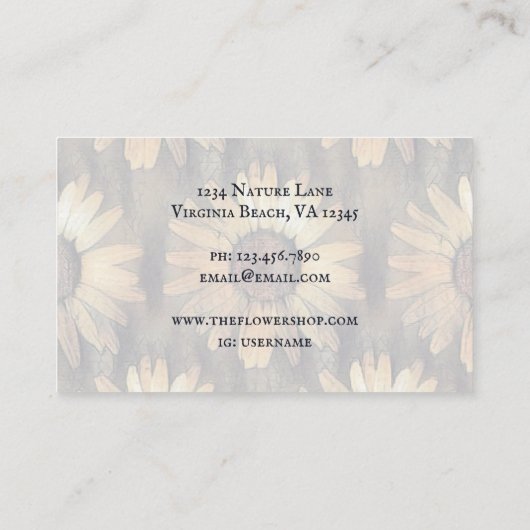 Robuust en kunstbloem in de herfst visitekaartje (Achterkant)