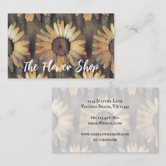 Robuust en kunstbloem in de herfst visitekaartje (Voorkant / Achterkant)