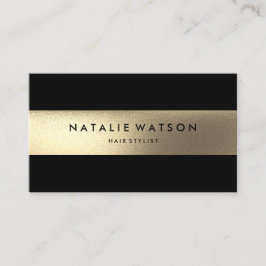 Robuust FAUX Gold Stripe Black Modern Elegant Visitekaartje