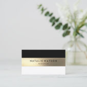 Robuust FAUX Gold Stripe Black White Modern Visitekaartje (Staand voorkant)