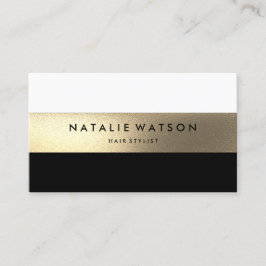 Robuust FAUX Gold Stripe Black White Moderne 2 Visitekaartje