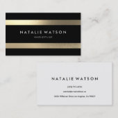 Robuust FAUX Gold Stripes Moderne Elegant 2 Visitekaartje (Voorkant / Achterkant)