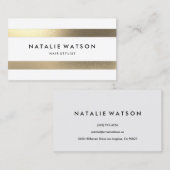 Robuust FAUX Gold Stripes White Moderne Visitekaartje (Voorkant / Achterkant)