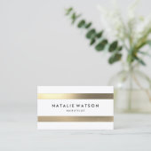 Robuust FAUX Gold Stripes White Moderne Visitekaartje (Staand voorkant)