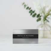 Robuust FAUX Silver Black Bar Modern Elegant Visitekaartje (Staand voorkant)