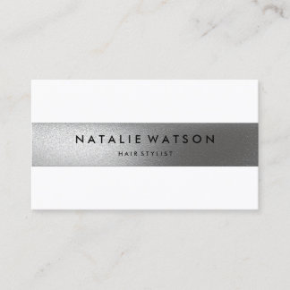 Robuust FAUX Silver Stripe White Moderne Elegant Visitekaartje