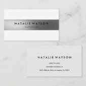 Robuust FAUX Silver Stripe White Moderne Elegant Visitekaartje (Voorkant / Achterkant)