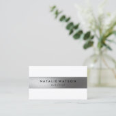 Robuust FAUX Silver Stripe White Moderne Elegant Visitekaartje (Staand voorkant)