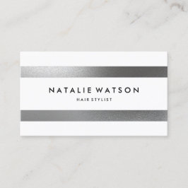 Robuust FAUX Silver Stripes White Modern Visitekaartje