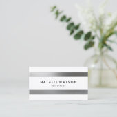 Robuust FAUX Silver Stripes White Modern Visitekaartje (Staand voorkant)