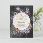 Robuust floreel lijst donker met vogeluitnodiging kaart (Staand voorkant)