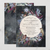 Robuust floreel lijst donker met vogeluitnodiging kaart (Voorkant / Achterkant)