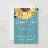 Robuust fotogeel zonnebloemblauw hout dan hout bedankkaart (Achterkant)