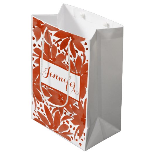 Robuust, gepersonaliseerd Floral design in Rust Gi Medium Cadeauzakje (Voorkant Gekanteld)