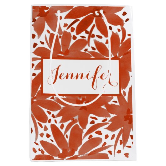 Robuust, gepersonaliseerd Floral design in Rust Gi Medium Cadeauzakje (Voorkant)